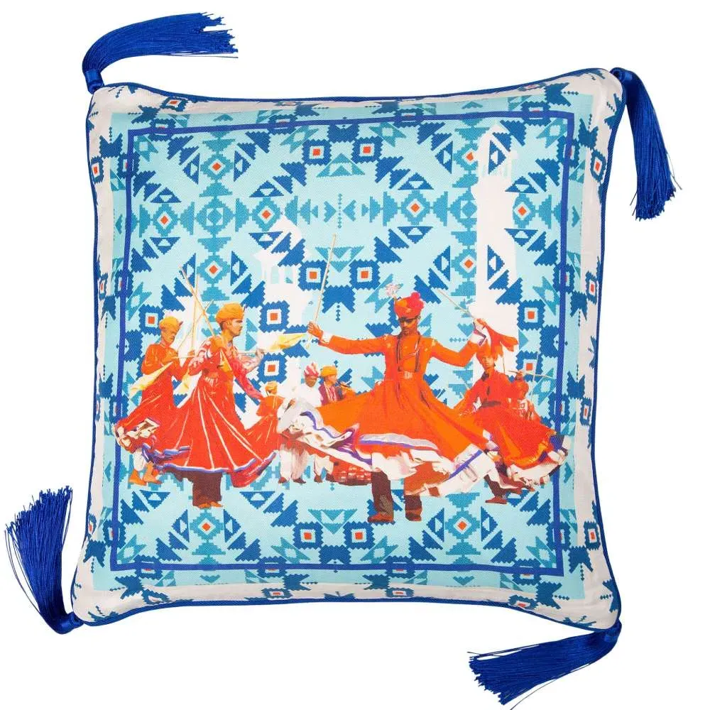 Regular Cushion Graphic Print - Blue, Silk Twill image