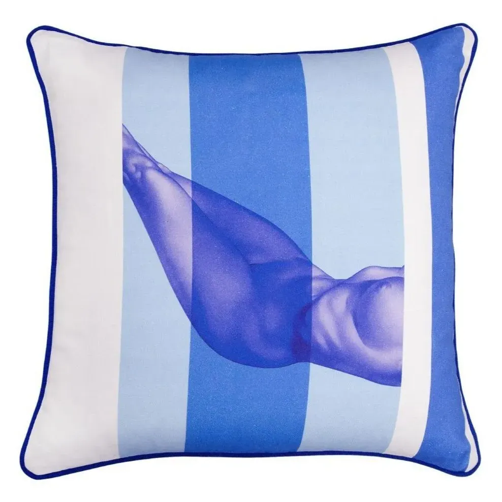 Regular Cushion with Nude Print - Blue, Cotton image