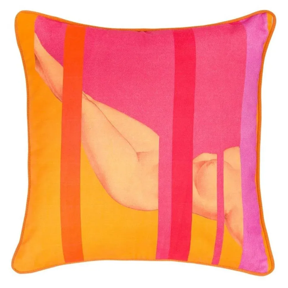 Regular Cushion with Nude Print - Orange, Cotton
