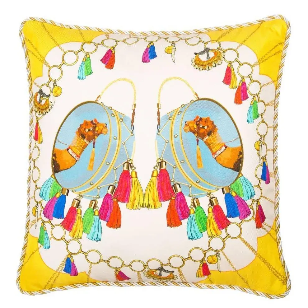 Regular Cushion with Tassels - Blue, Silk Velvet image