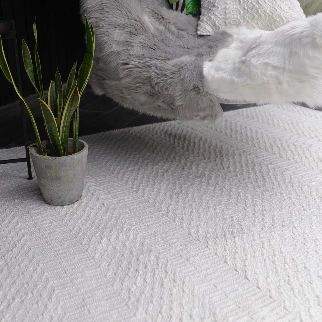 Reversible Geometric Outdoor Rug - Natural
