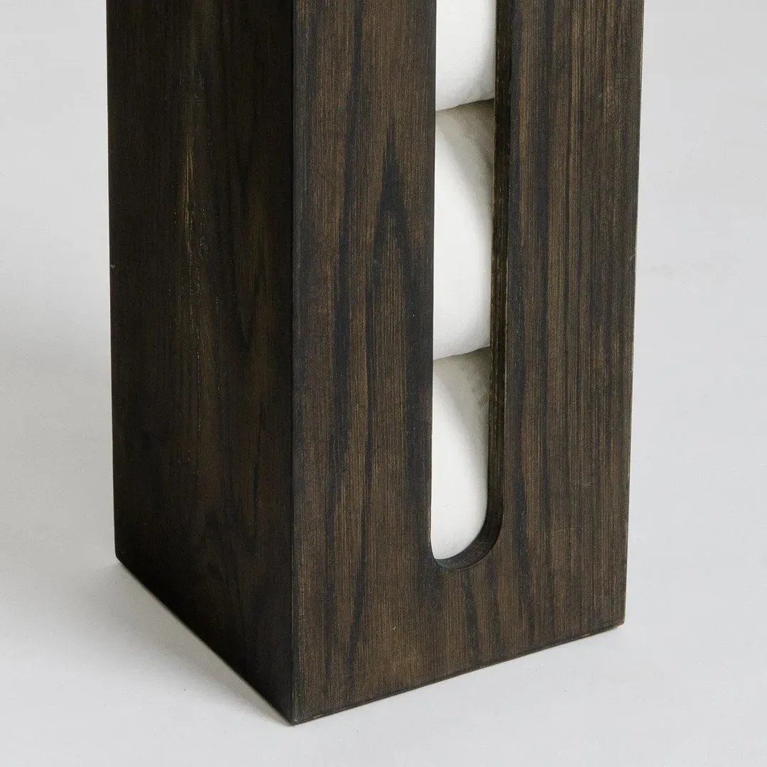 Roll Holder Box - Dark Oak, Solid Wood