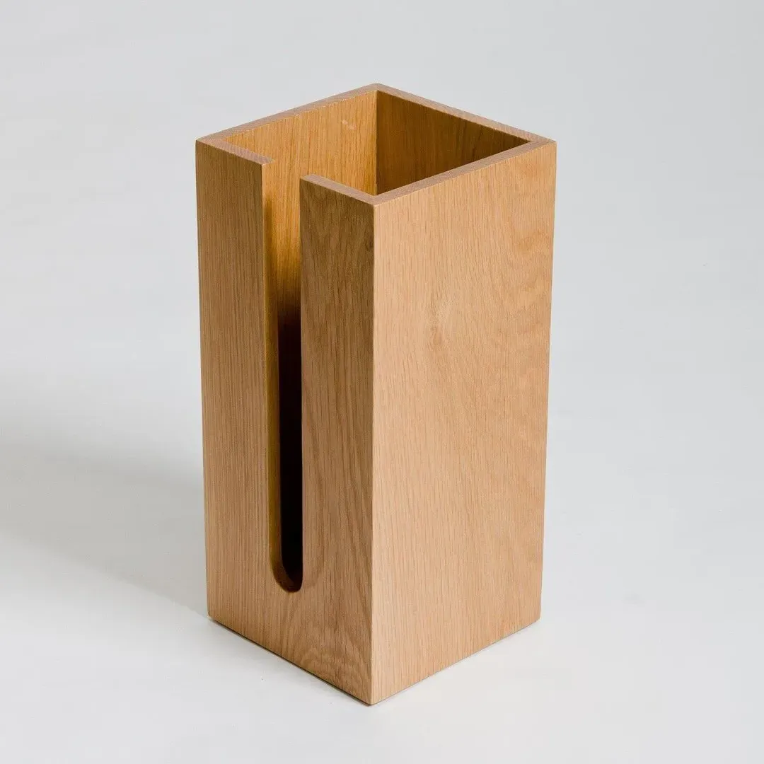 Roll Holder Box with Storage - Natural Oak