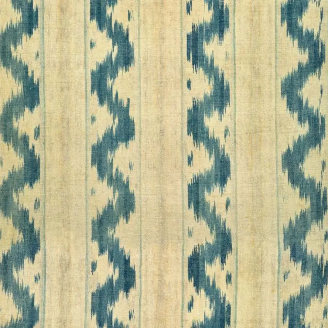 Roll Ikat Wallpaper - Indigo Beige