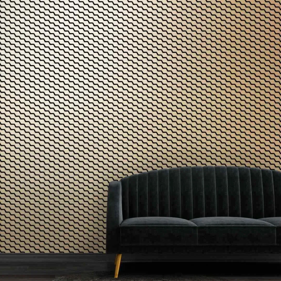 Roll Wallpaper Honeycomb Pattern - Black, Flock