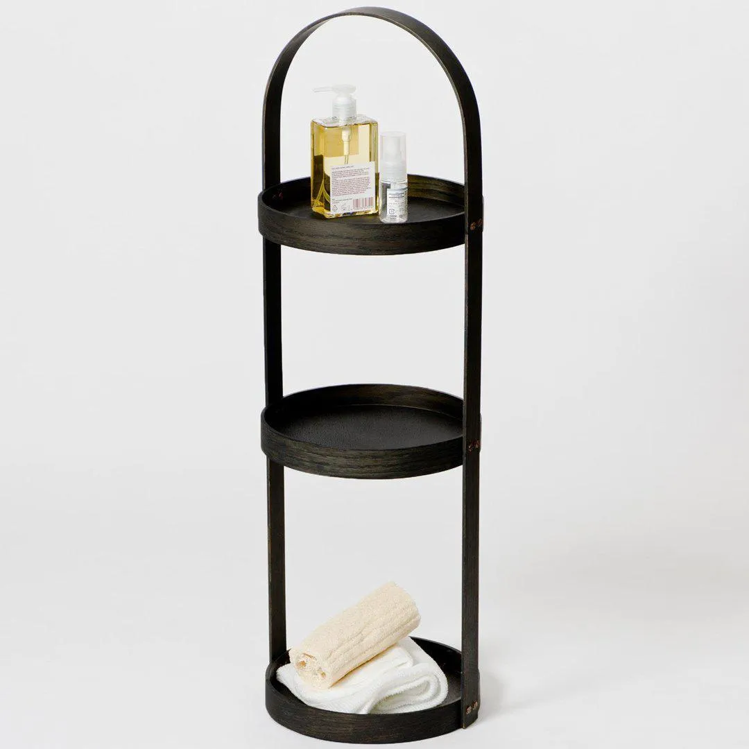 Round Bathroom Caddy - Dark Oak image