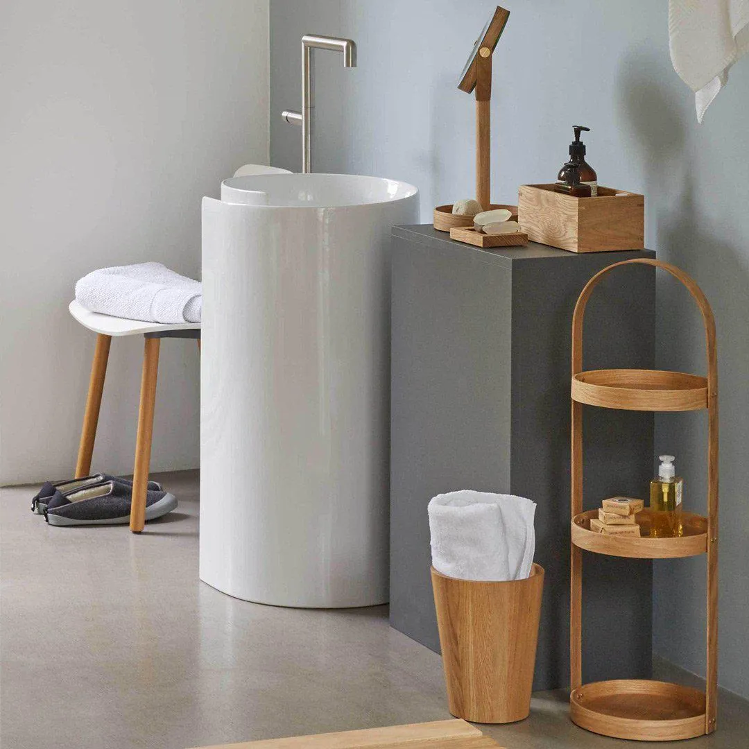 Round Bathroom Caddy - Natural Oak