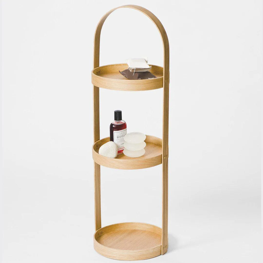 Round Bathroom Caddy - Natural Oak