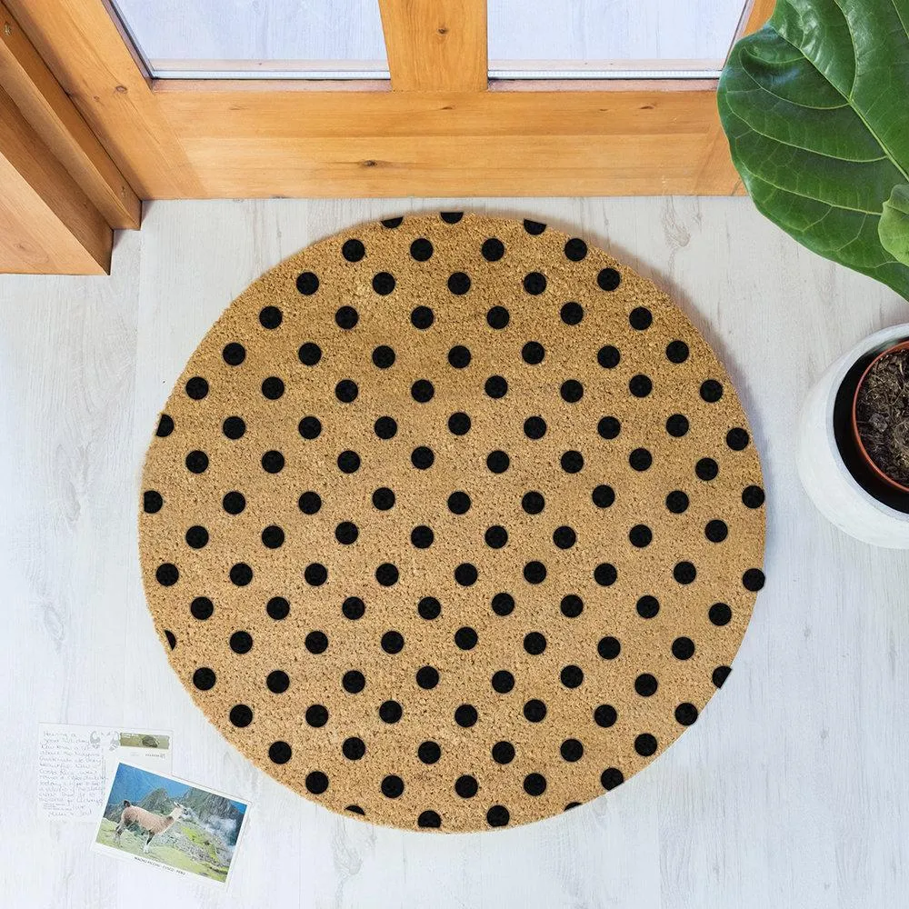 Round Dots Doormat - Black, Coir