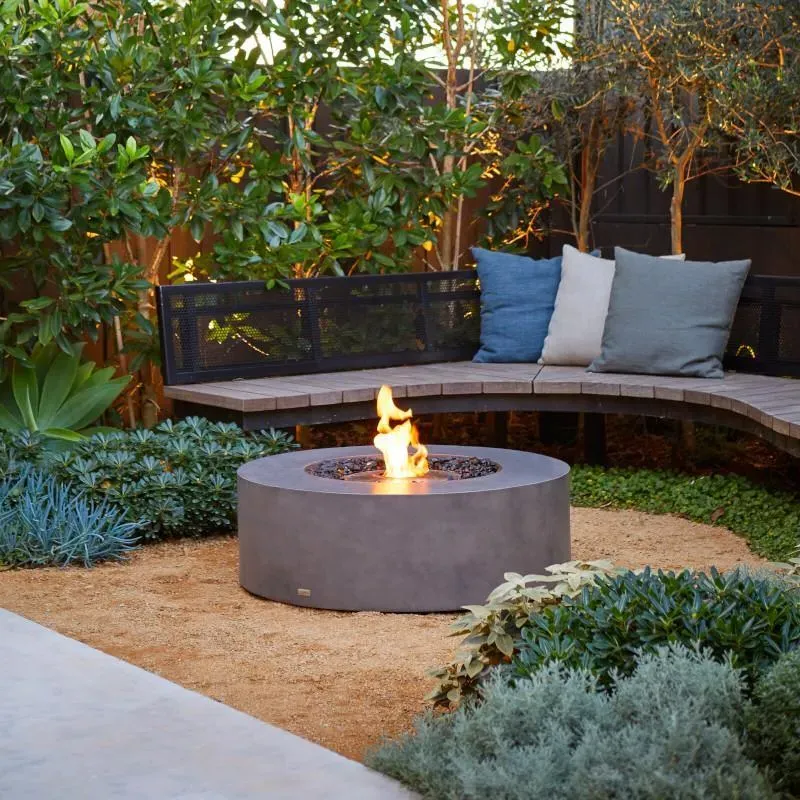Round Fire Pit Table with Cover - Grey