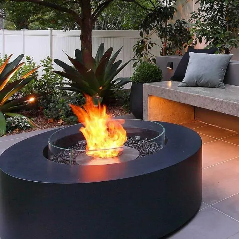 Round Fire Pit Table with Screen - Graphite