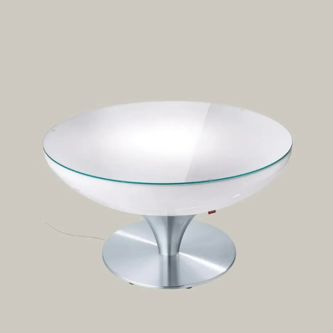 Round LED Light Up Table - White, Glass image