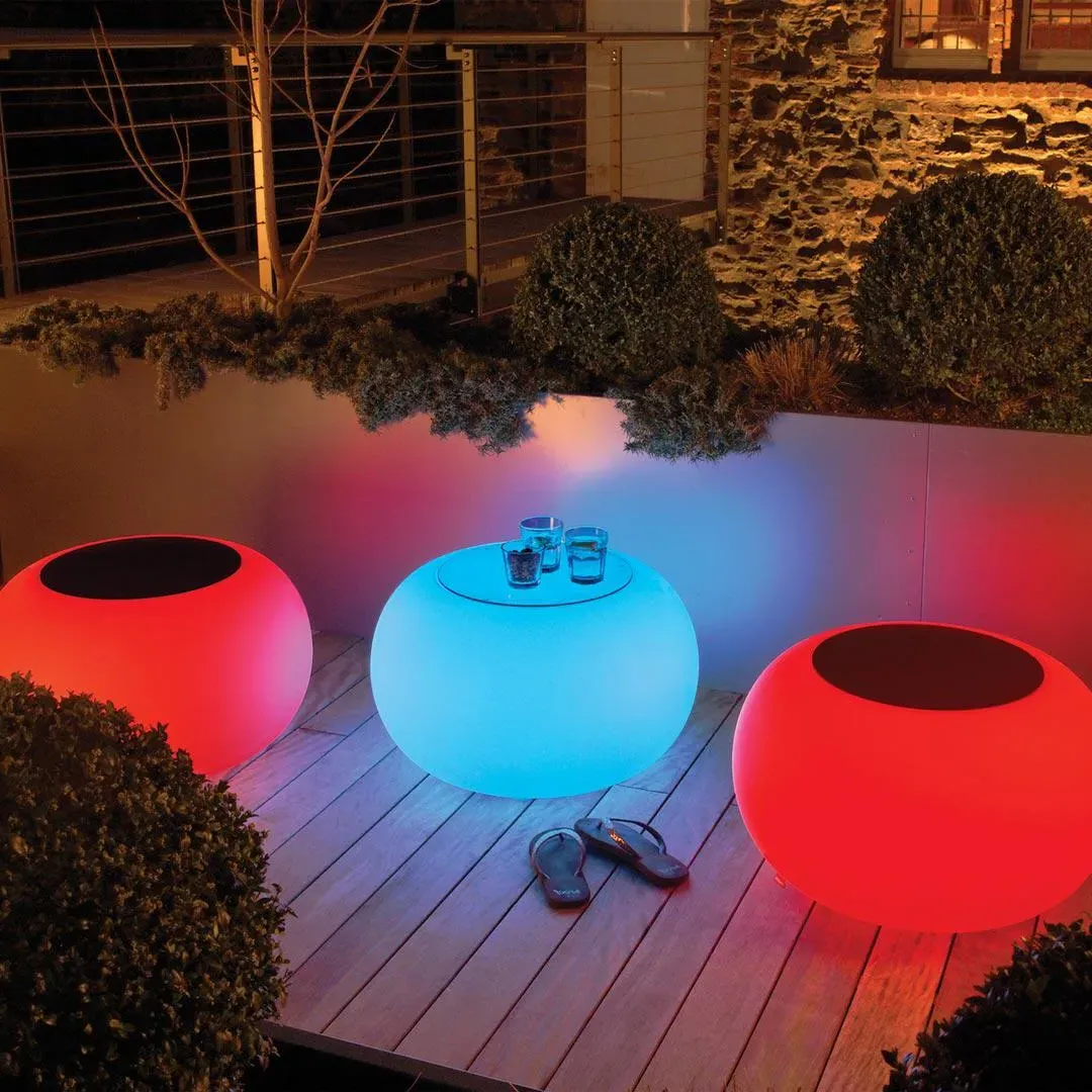 Round LED Table with Cushion - Green, Felt image