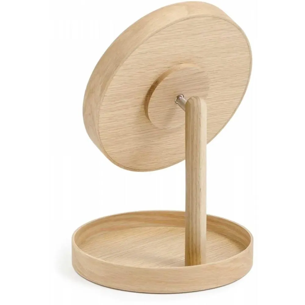 Round Magnify Mirror - Natural Oak
