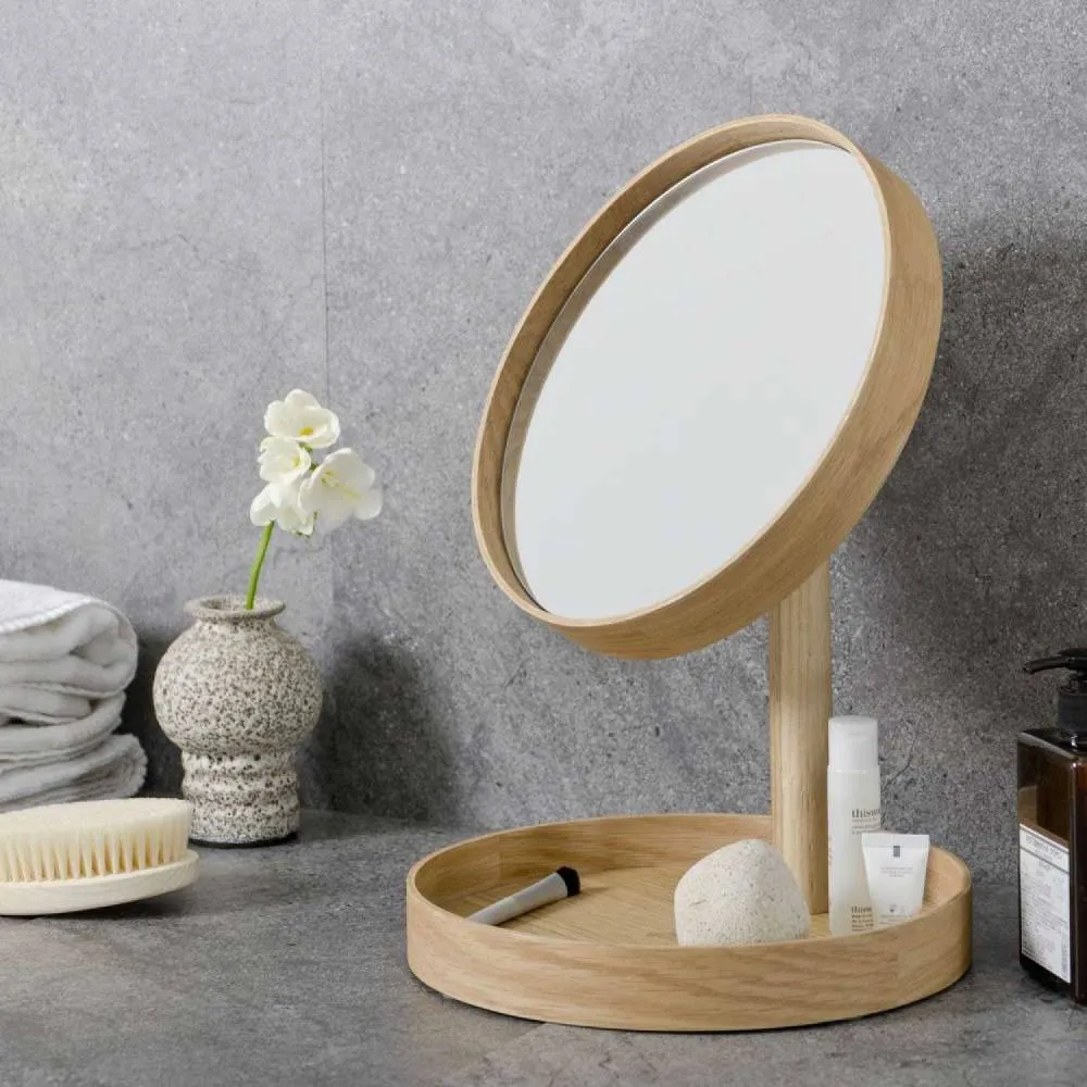 Round Magnify Mirror - Natural Oak image