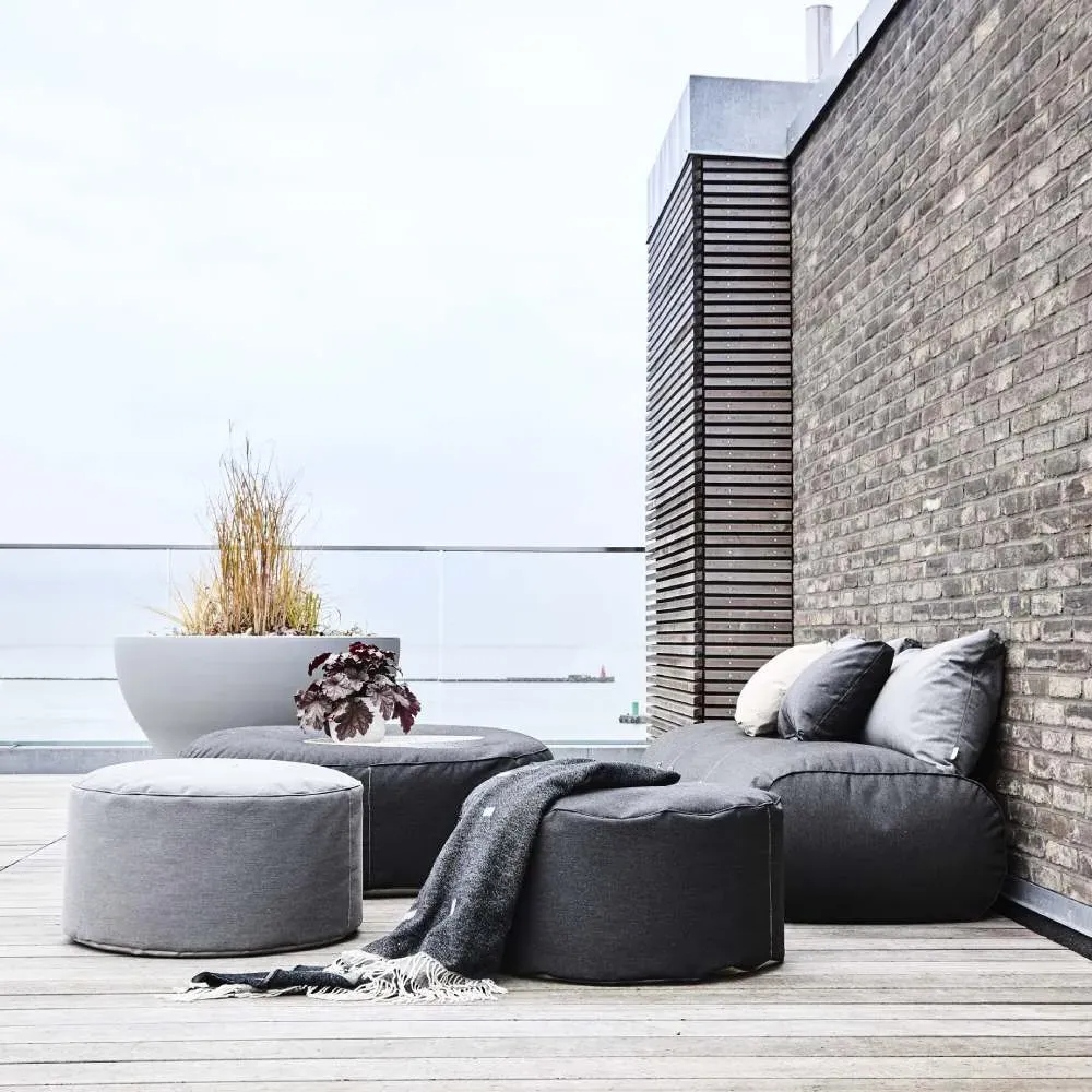 Round Outdoor Pouf - Beige