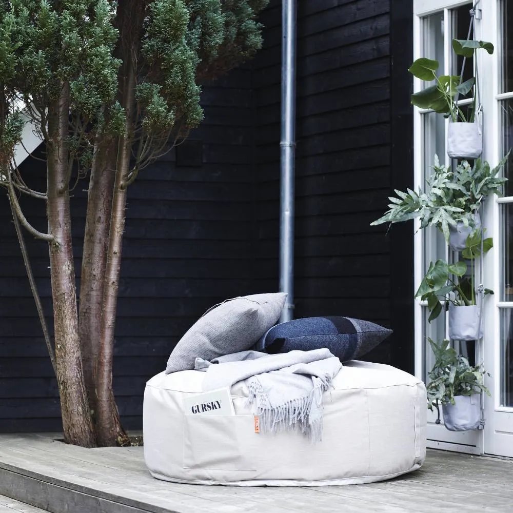 Round Outdoor Pouf - Beige image