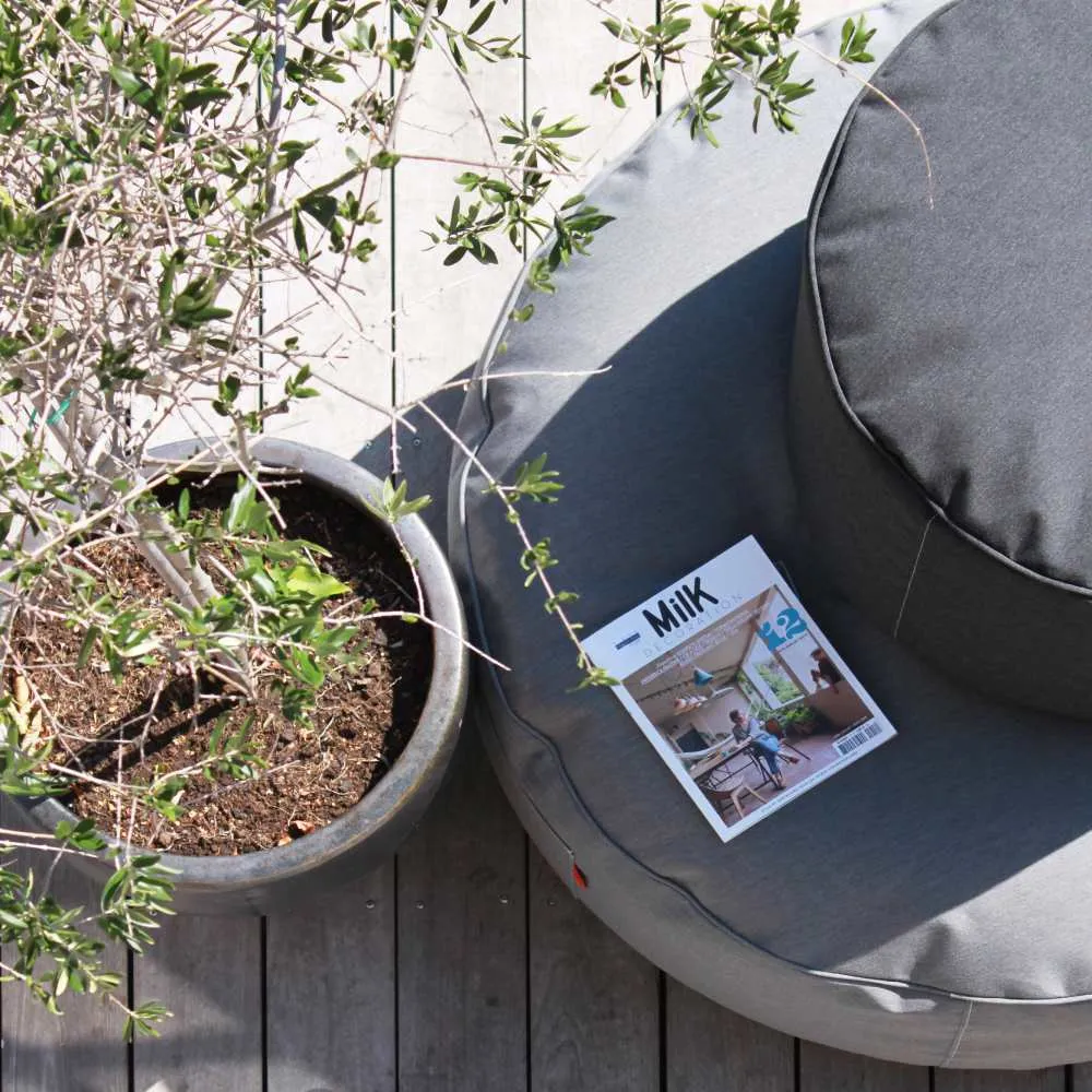 Round Outdoor Pouf - Graphite