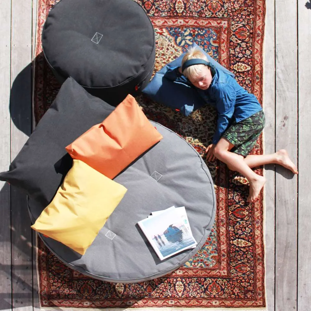 Round Outdoor Pouf - Grey