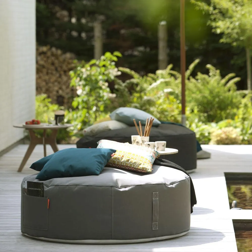 Round Outdoor Pouf - Grey