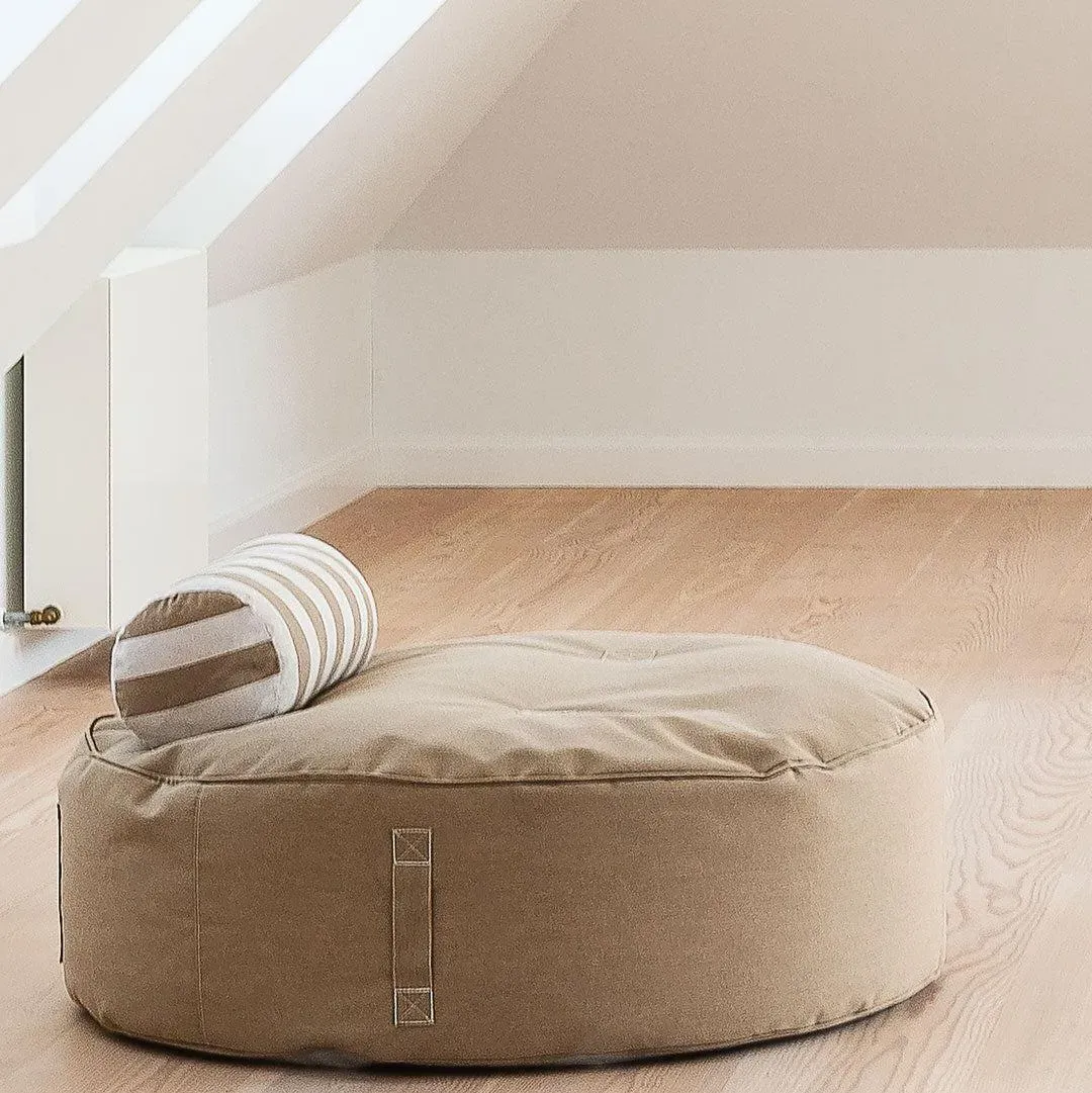 Round Outdoor Pouf - Taupe