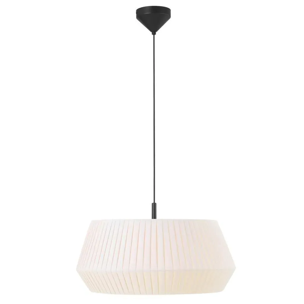 Round Pendant Light with Pleated Shade - White image