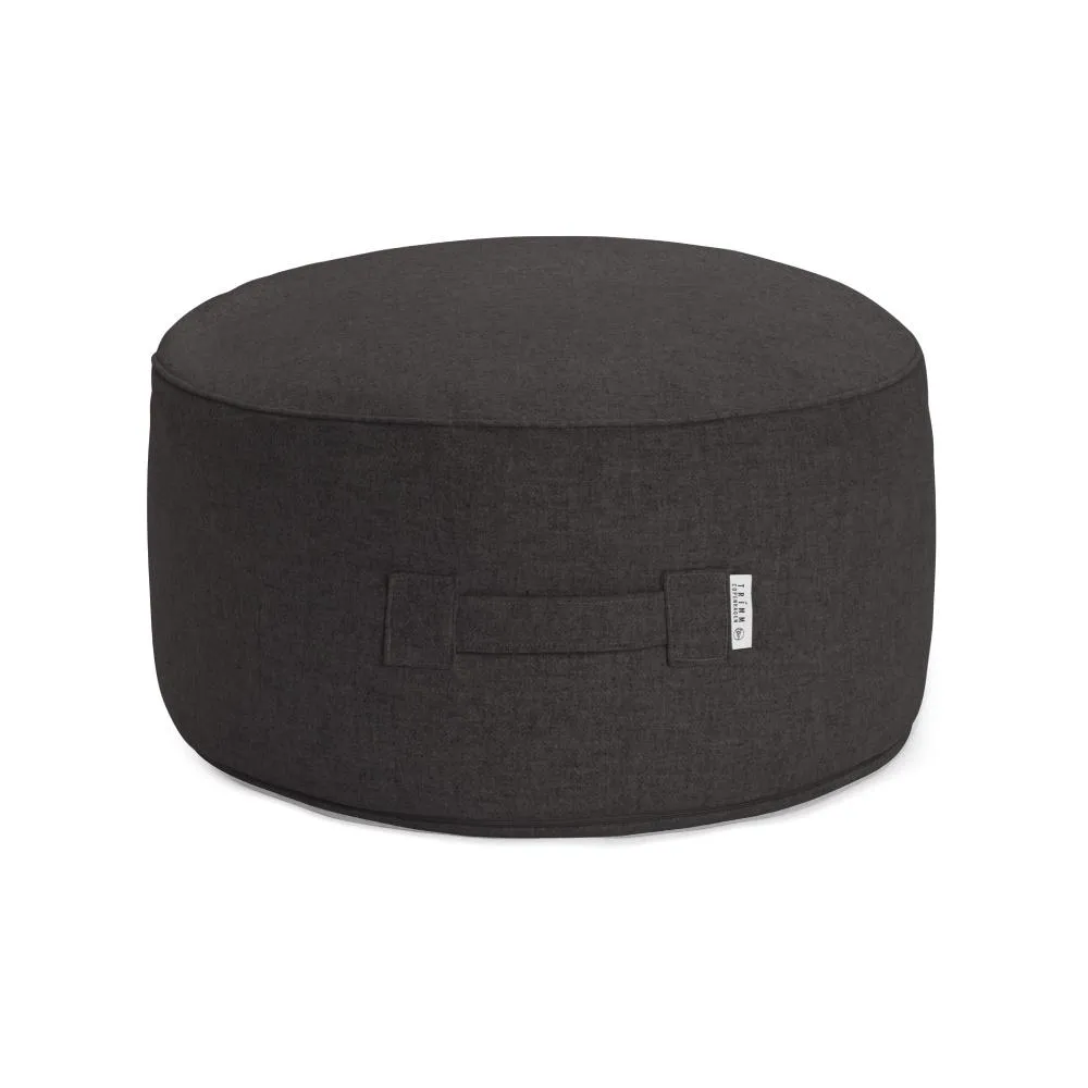 Round Pouf Ottoman - Anthracite, Wool image