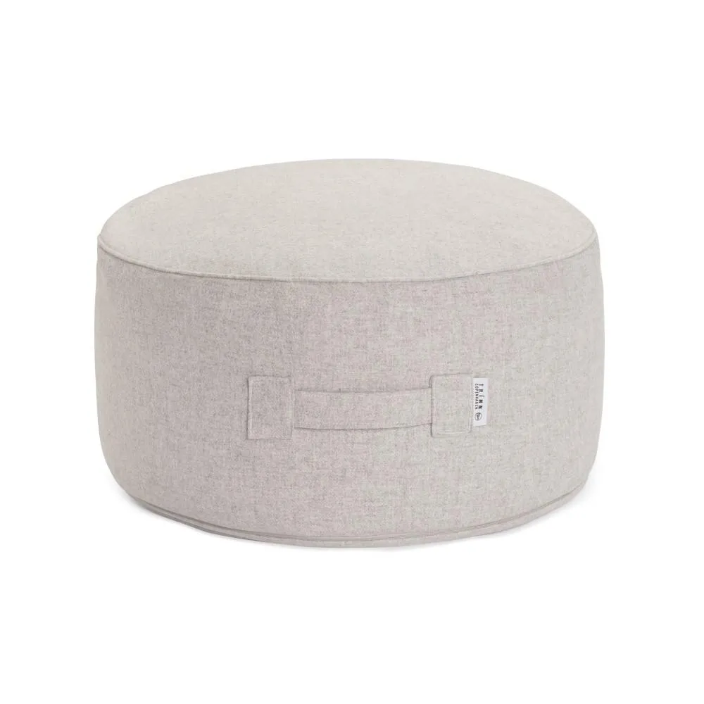 Round Pouf Ottoman - Beige, Wool