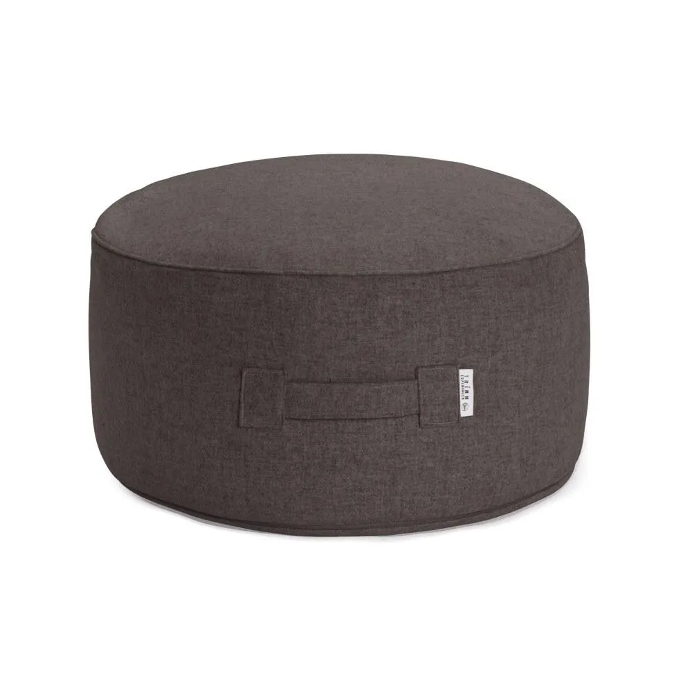 Round Pouf Ottoman - Brown, Wool