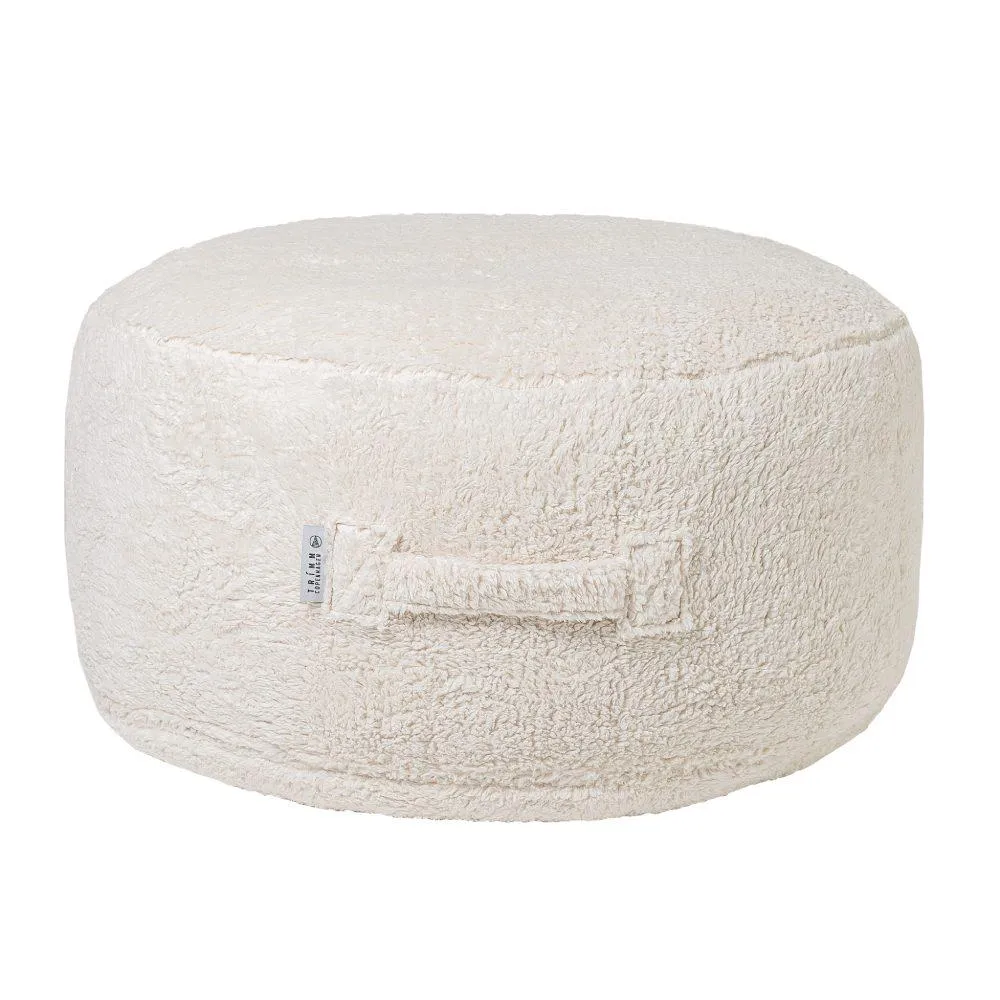 Round Pouf with Handle - Teddy Fabric