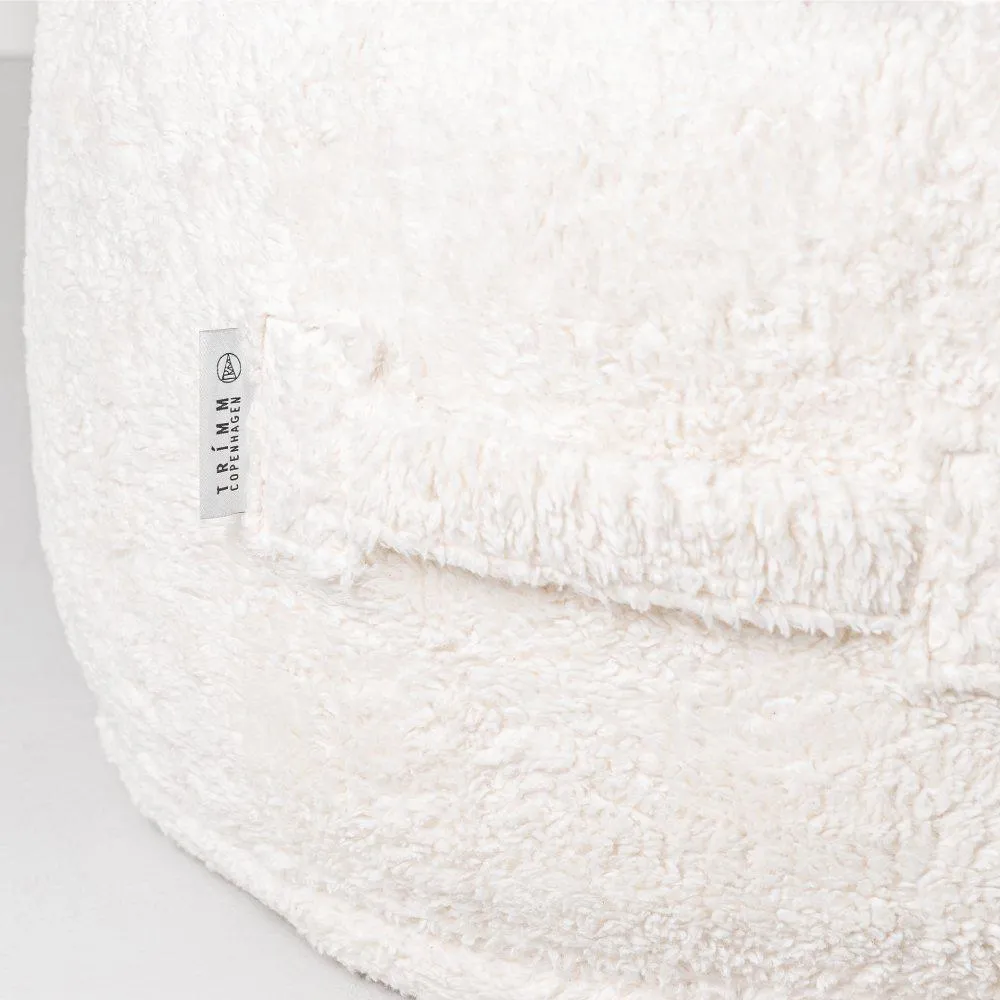 Round Pouf with Handle - Teddy Fabric