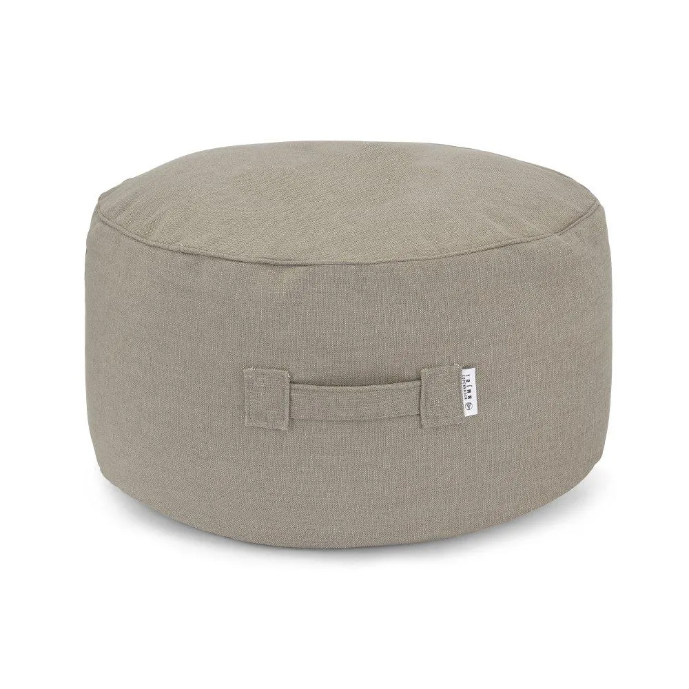 Round Pouf with Recycled Fabric - Sand