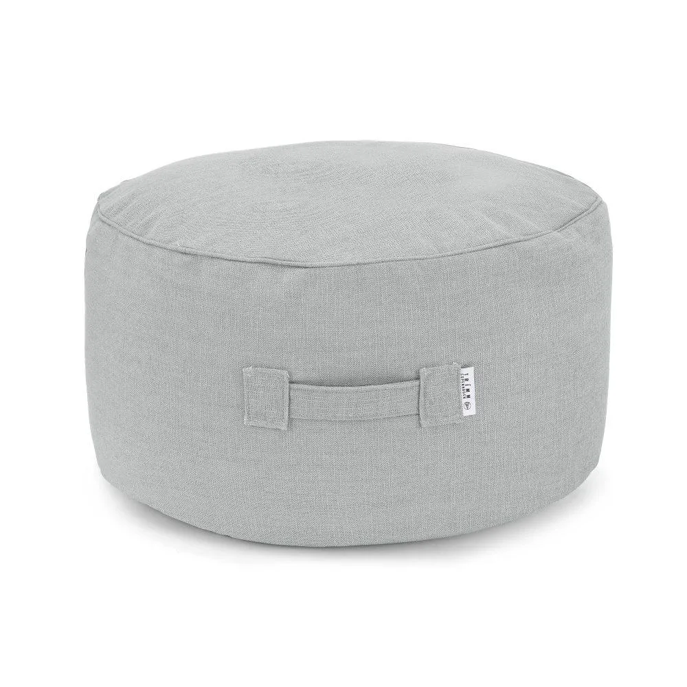 Round Pouf with Recycled Fabric - Stone
