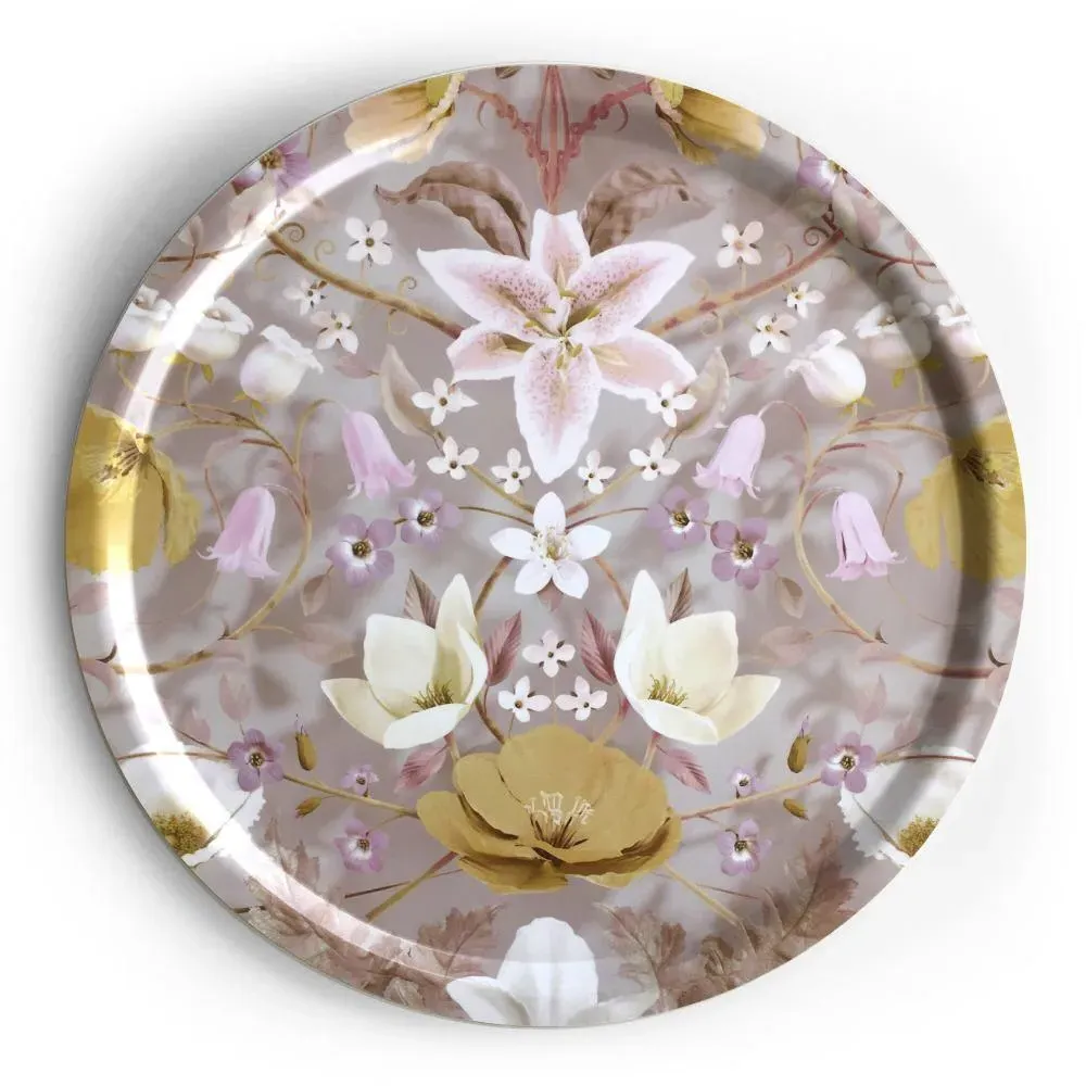 Round Serving Tray - Pink, Birchwood image