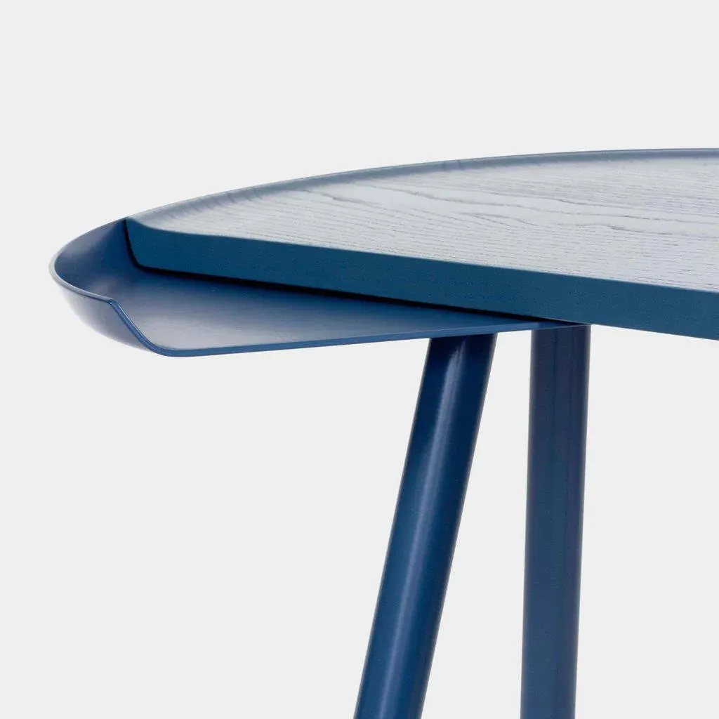 Round Side Table with Rotating Top - Black, Oak