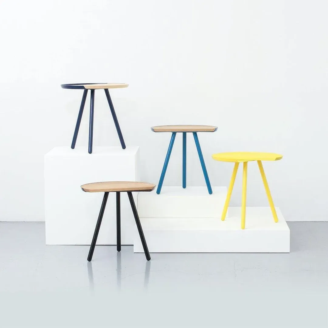 Round Side Table with Rotating Top - Black, Oak