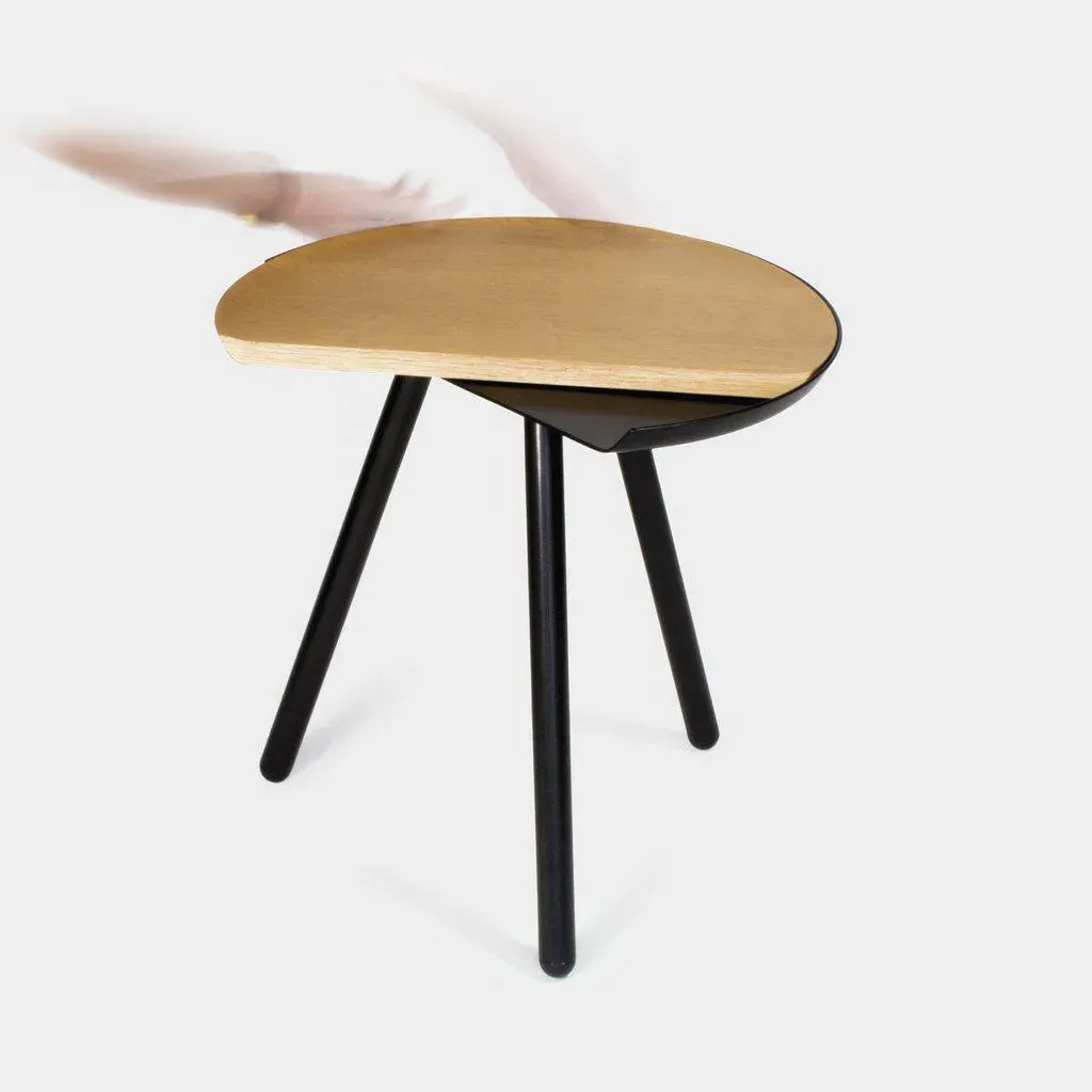 Round Side Table with Rotating Top - Black, Oak