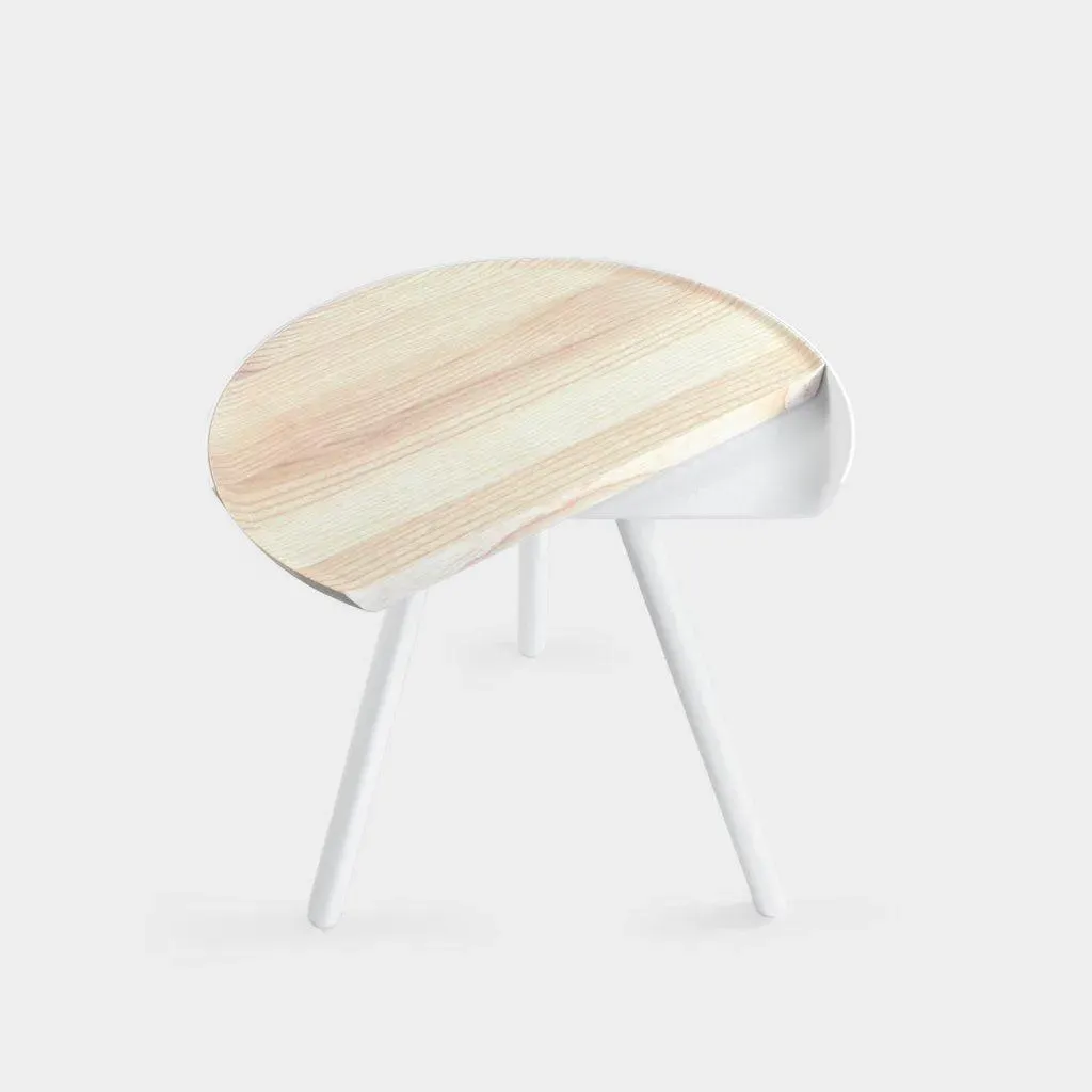 Round Side Table with Rotating Top - White, Ash