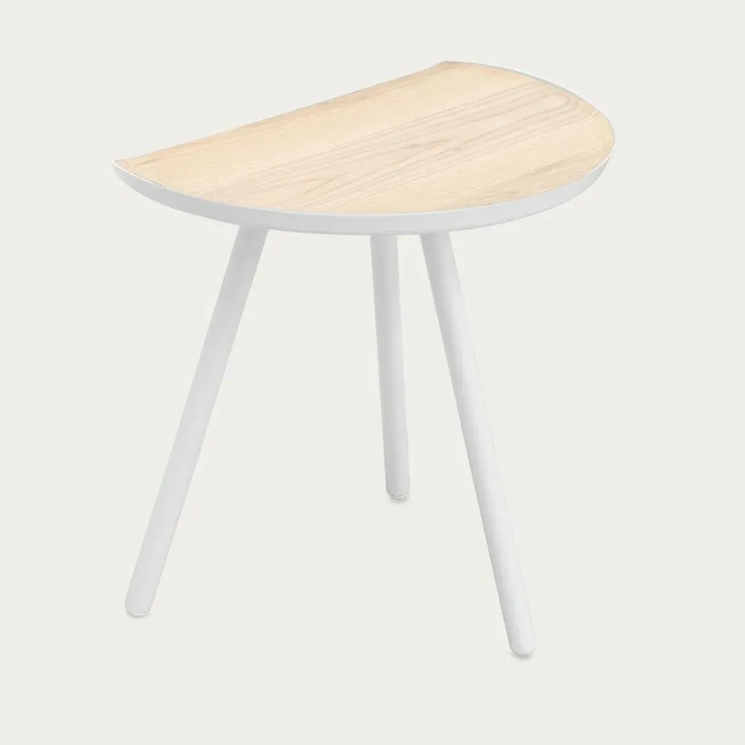 Round Side Table with Rotating Top - White, Ash