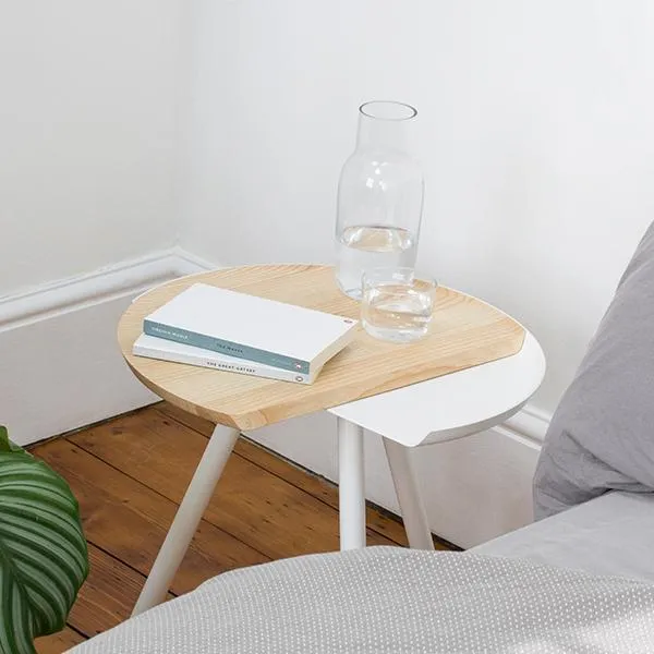 Round Side Table with Rotating Top - White, Ash