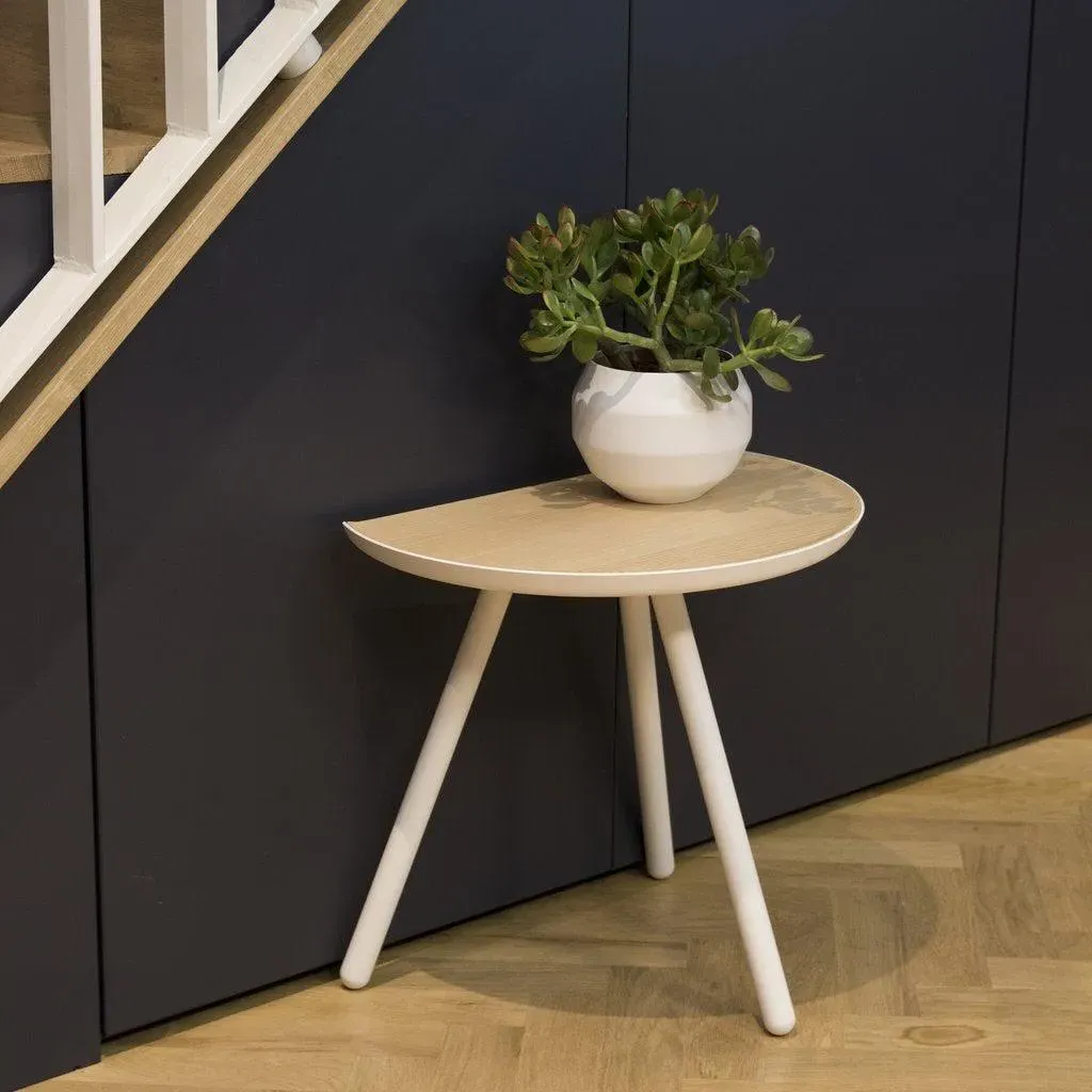 Round Side Table with Rotating Top - White, Ash