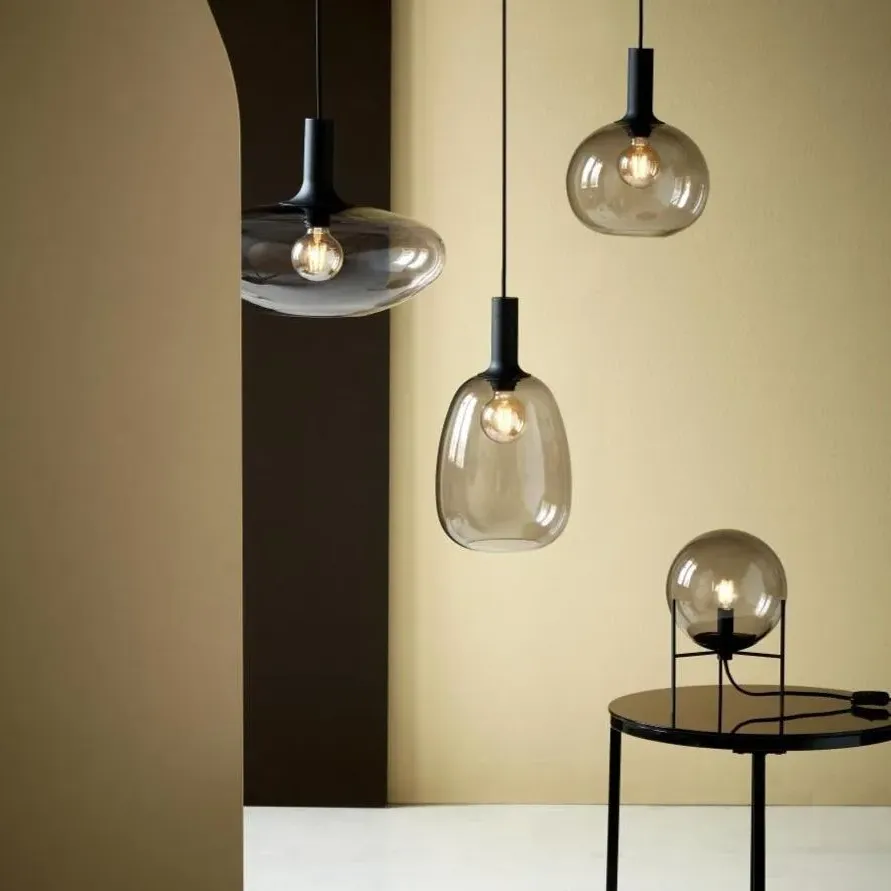 Round Table Lamp - Smoked Glass, Metal