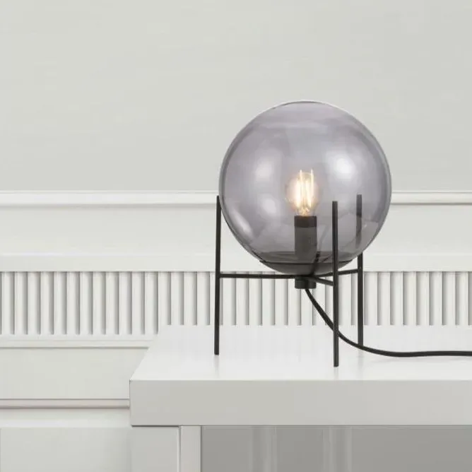 Round Table Lamp - Smoked Glass, Metal