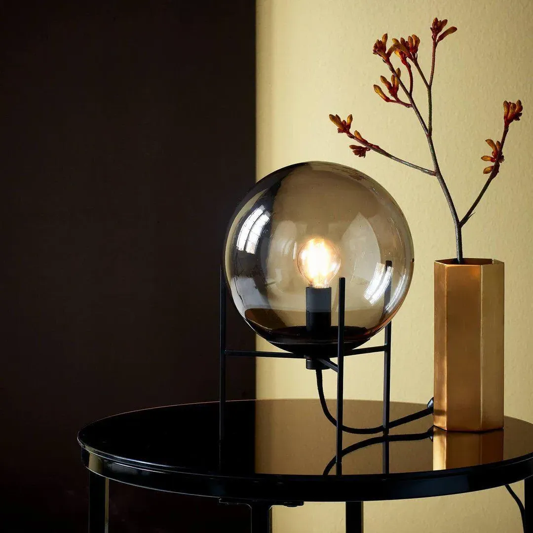 Round Table Lamp - Smoked Glass, Metal image
