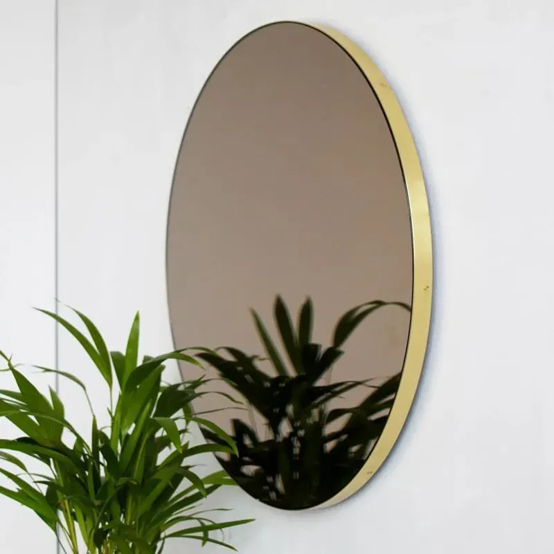 Round Wall Mirror - Bronze, Brass Frame
