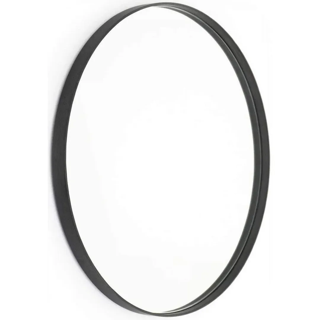 Round Wall Mirror - Dark Oak