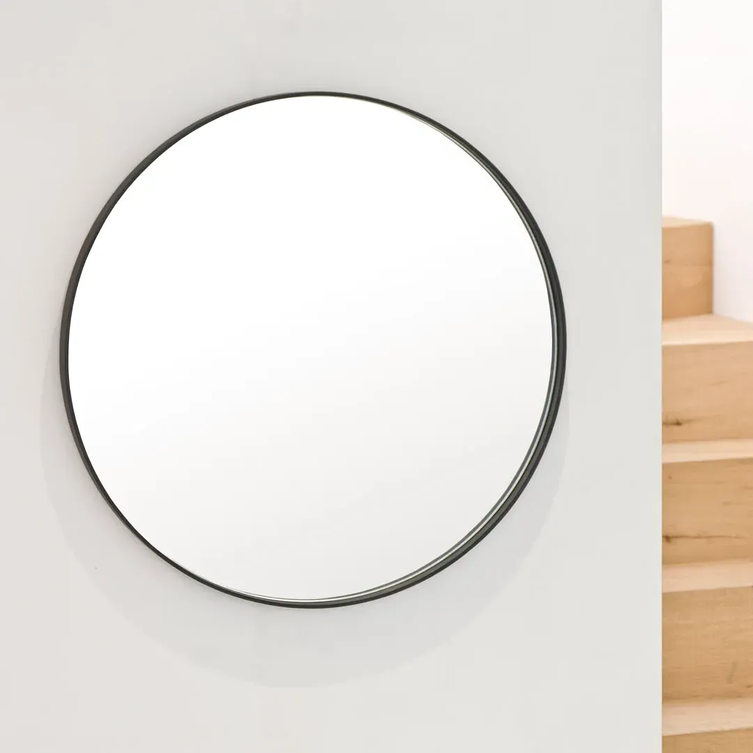 Round Wall Mirror - Dark Oak