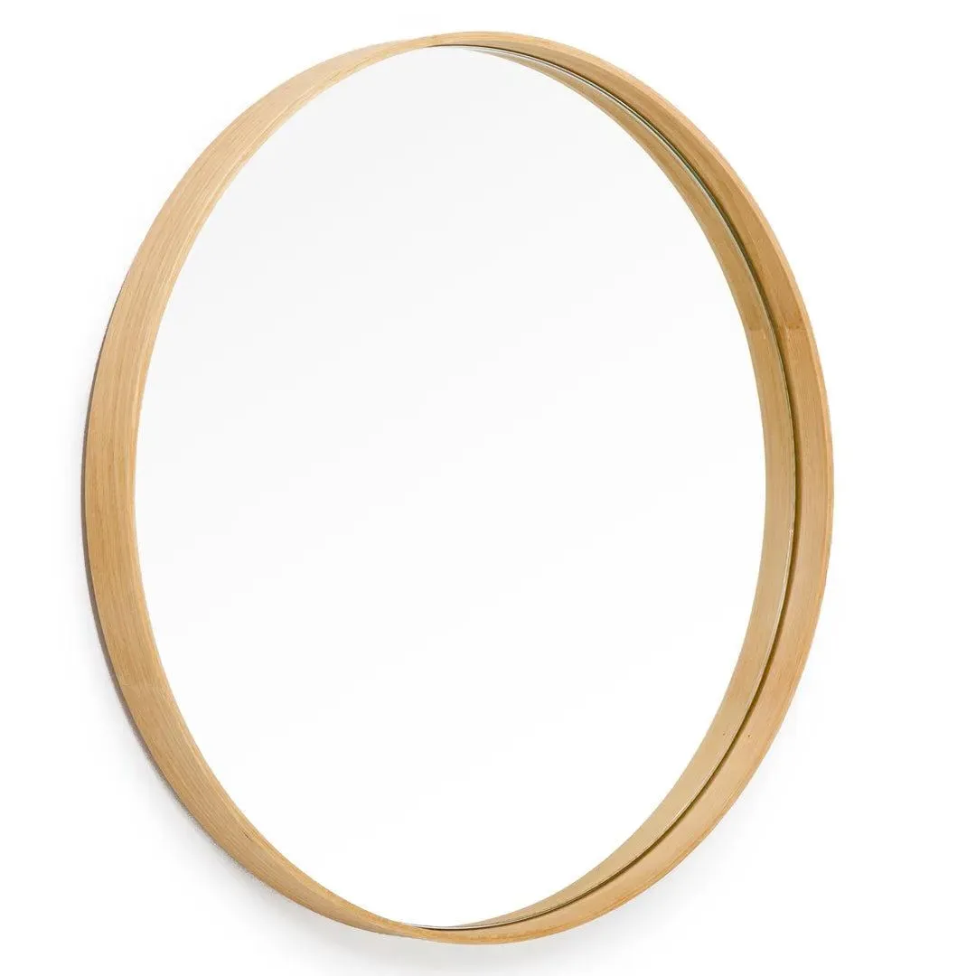 Round Wall Mirror - Natural Oak