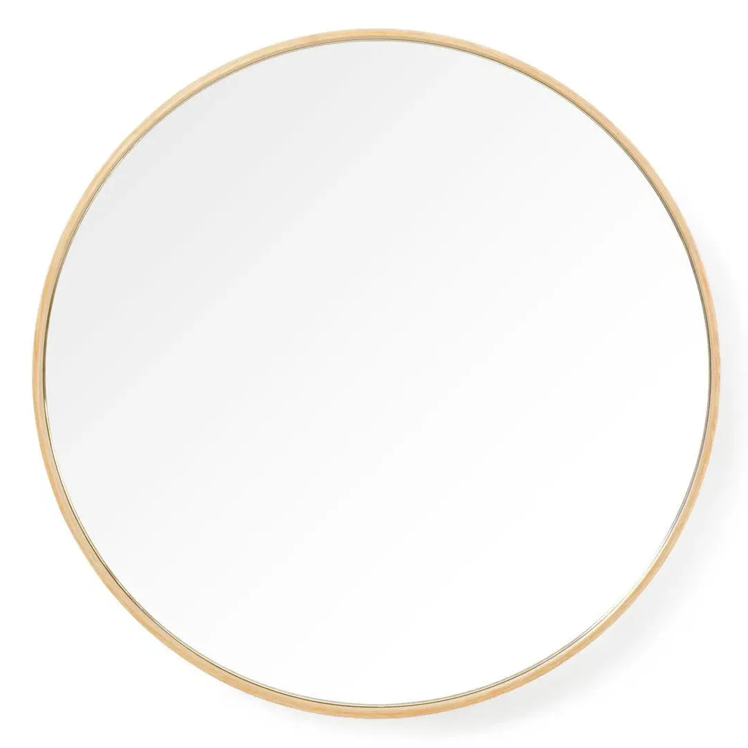 Round Wall Mirror - Natural Oak