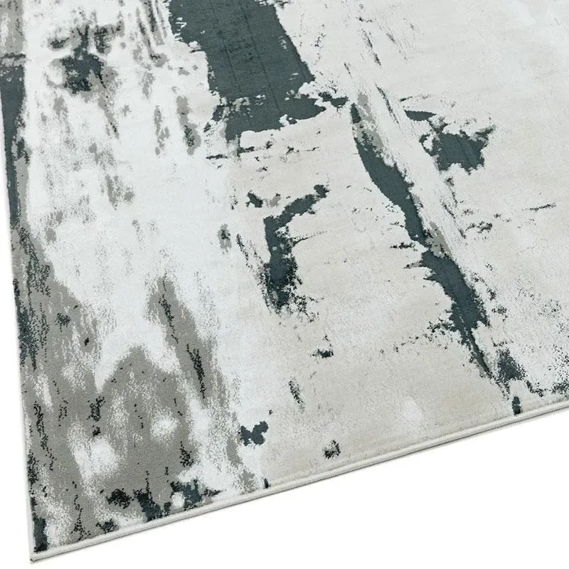 Runner Rug Abstract Pattern - Grey, Silky Pile